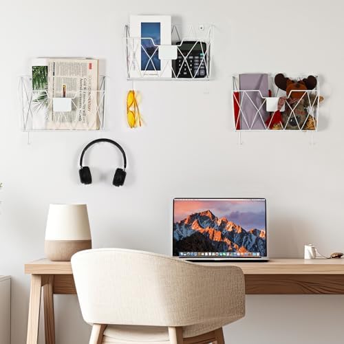 Wall File Organizer for Office, 6 Pack Metal Wall Baskets Wall File Holder