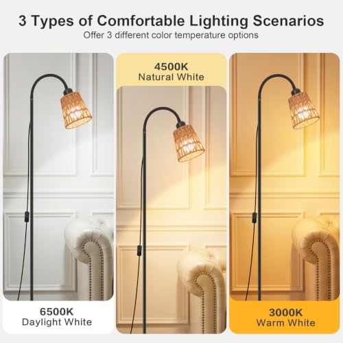 Boho Black Floor Lamp for Living Room,Bulb Included