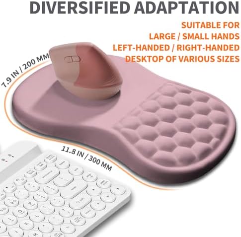 Ergonomic Joint Wrist Support Mouse Pad with Memory Foam Cushion Massage Bump, Carpal Tunnel Pain Relief Mousepad Slope Design for Wrist Rest, 11.8x7.9 in, Thistle