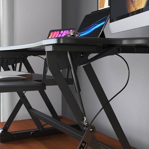 Mount-It! Standing Desk Converter 48" Wide Sit Stand Extra Large Desk Riser