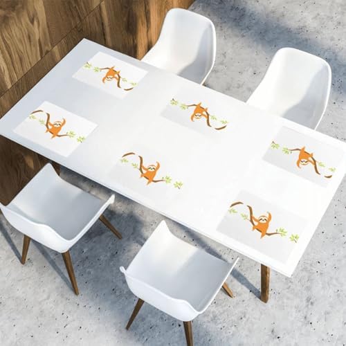 Sloth Stretching Prints Placemats Set of 6 12x18in – Durable Table Layers for Stylish Home & Hotel Decor
