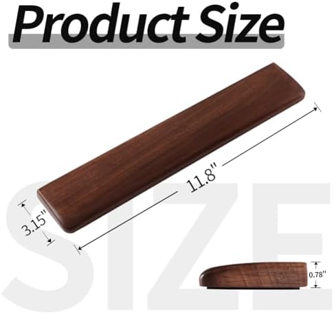 Wooden Wrist Rest, Walnut Wood Keyboard Wrist Rest, Ergonomic Palm Rest, Anti-Slip, Keyboard Accessory for Computer, Laptop, Home & Office (Black Walnut, 11.8" L x 3.15" W x 0.78" H)