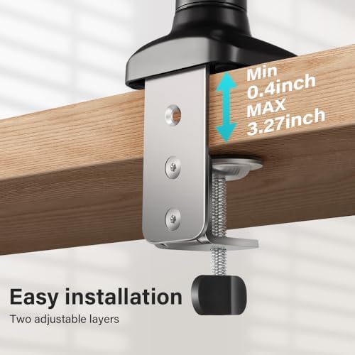 BFTOU Black Single Monitor Arm Adjustable Stand Monitor Mount up to 32 inches and 17.6 lbs, Computer Desk Mount with Clamp and Grommet Base