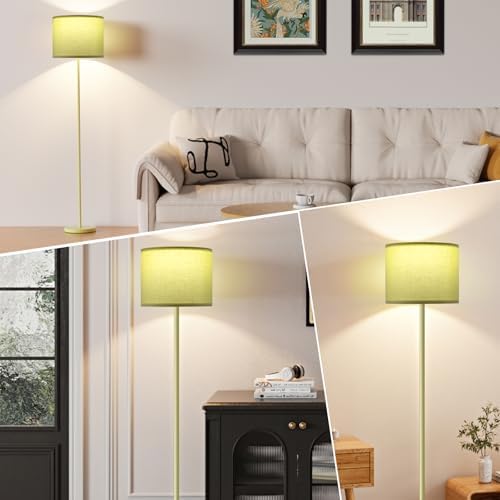 Ambimall 60'' Modern Floor Lamp with Shade, Tall Lamps for Living Room, Bedroom, Office, Dining Room, Light Green Lampshade(Without Bulb)