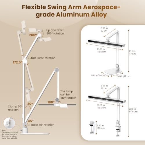 LIONVISON Desk Lamps for Home Office: Dimmable Eye-Caring LED Desk Light