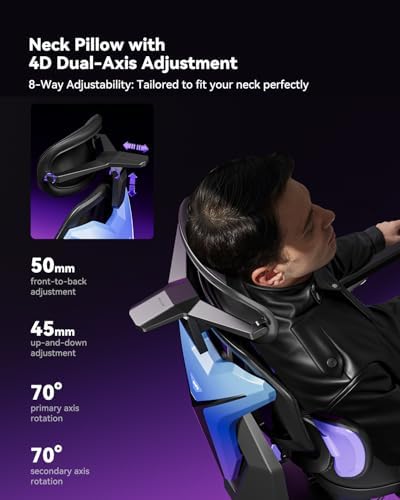 AutoFull G7 Gaming Chair - 3-Zone Lumbar, 22-Point Adjustment, Breathable Mesh, Custom Backplate, 720° Armrests, BIFMA Certified Ergonomic, 140° Recline, IGR Certified, Niko Endorsed - Purple