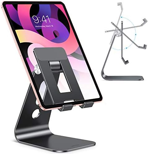 OMOTON T2 Tablet Stand for Desk, Aluminum Holder for iPad Pro/Air, Black