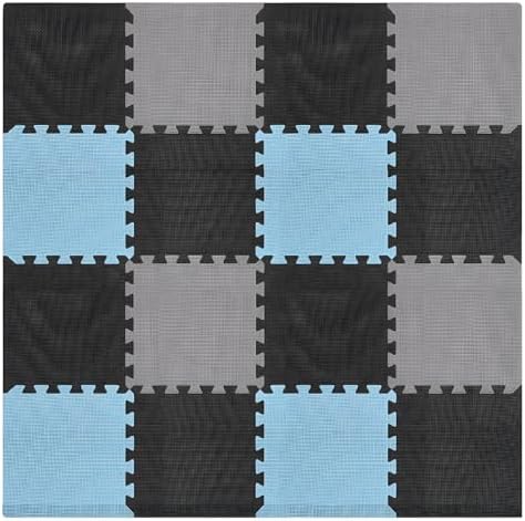 We Sell Mats Interlocking Foam Floor Tiles - 3/8" Thick Blue Mix 18-Pack