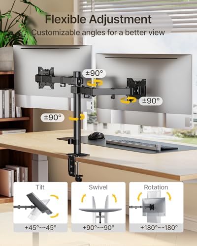 monTEK Dual Monitor Stand for 17-32" Screens, 22 lbs Each