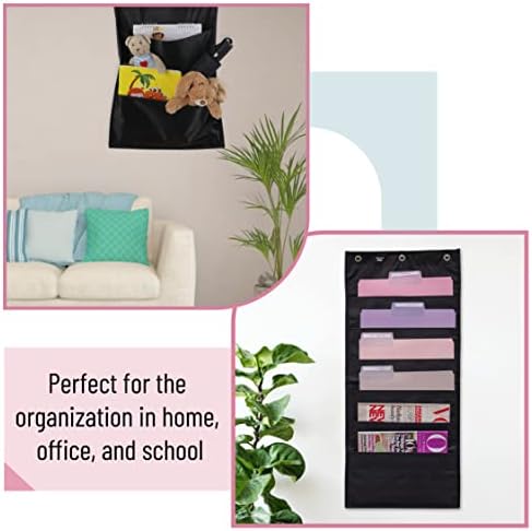 Mr. Pen- Hanging Wall File Organizer with 6 Pockets, 2 Pack, Black Fabric