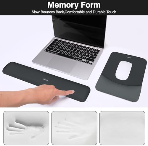 MOSISO Wrist Rest Support Mouse Pad & Keyboard Set, Slate Gray
