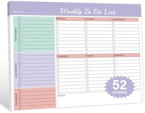 TREES Weekly To-Do List Notepad, 52-Week Desk Planner Organizer, 8.5" x 11"