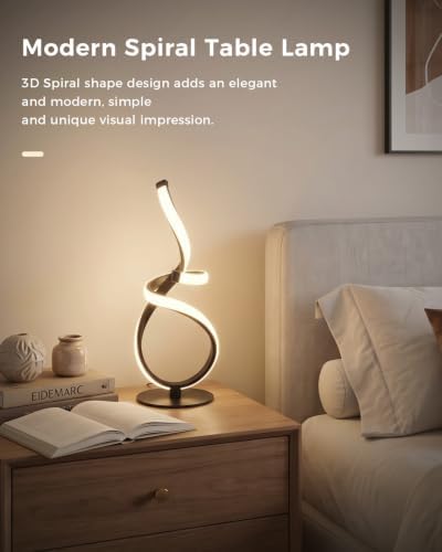 LED Dimmable Cool Table Lamp, 3D Spiral Touch Control Desk Light