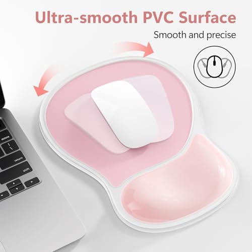 AKIT Ergonomic Gel Mouse Pad and Keyboard Wrist Rest, Non-Slip, Pink