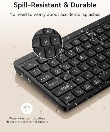 TECKNET Bluetooth Keyboard Rechargeable, 2.4G Wireless Keyboard Full Size