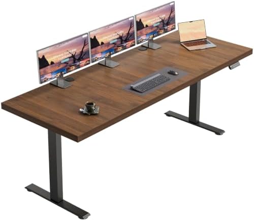 OffiGo 71 Inch Executive Electric Standing Desk Height Adjustable, Walnut