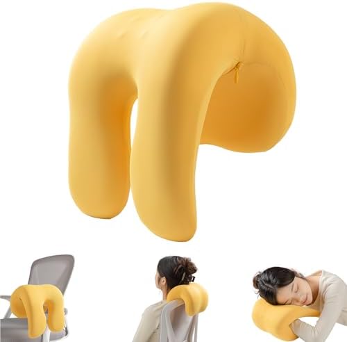 SheRest Office Chair Neck Pillow, Memory Foam Ergonomic Nap Pillow Office Chair Headrest Accessory, Neck Support Pillow Ideal for Office and Gaming, Yellow