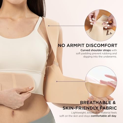 Vicorrect Adjustable Posture Corrector for Women: Invisible Under Clothes - Comfortable Back Support Bra for Upper Back Neck Shoulder Pain Relief - Ideal for Sitting Exercise Daily Wear (Beige Large)