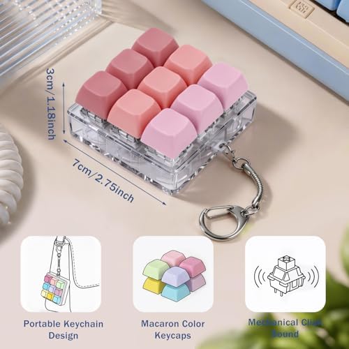 Keyboard Fidget Toy, Creamy Fidget Clicker Keyboard Fidget Keychain, Button Fidget Gifts for Adults, Boost Focus & Ease Anxiety Anywhere — Perfect Stress-Relief Gift (3×3 Grid Layout Q)