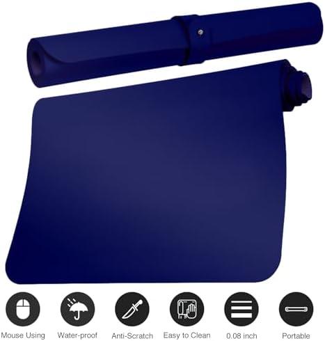 Boutilon Leather Desk Pad Protector,Non-Slip Mouse Pad,Laptop Desk Pad,Office Mouse Mat,Waterproof Leather Desk Blotter,Desk Writing Pad for Office and Home (M-Navy,30"x14")