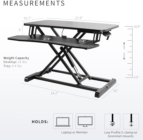 VIVO Black 28 in Standing Desk Converter, DESK-V028KB