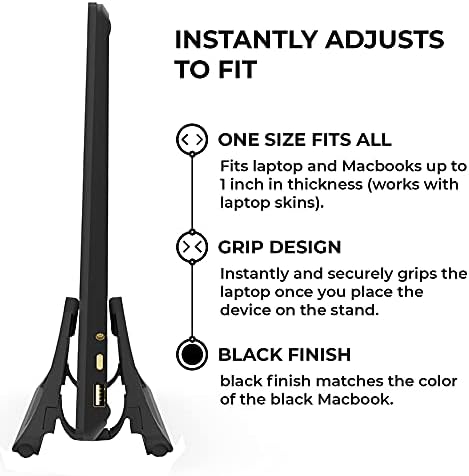 HumanCentric Vertical Laptop Stand for Desks Adjustable Matte Black MacBook