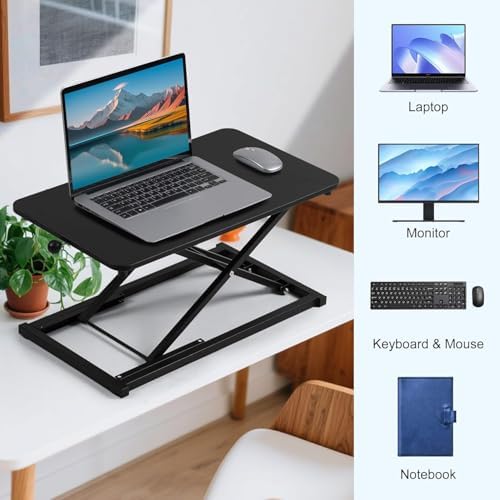 Height Adjustable Standing Desk Converter Keyboard Riser Black 23.6 Inch