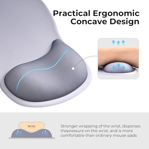 EooCoo Mouse Pad with Gel Wrist Rest, Ergonomic Mousepad Wrist Alignment