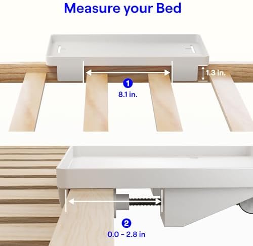 BedShelfie Bedside Shelf for Dorm Room - Cable Catch, White