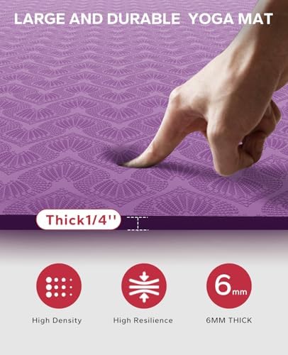 HAPBEAR Extra Large Yoga Mat - 72"x48"x6mm (1/4 inch), Non-Slip, Durable, Thick Wide Exercise Mat for Home Workouts, Yoga, Pilates, Stretching and Cardio Workouts