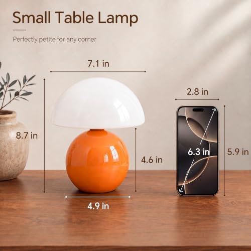 Dawnwake Mushroom Lamp Table Lamps Set of 2 for Bedroom Living Room,Orange