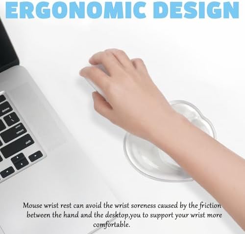 Gel Wrist Rest for Keyboard and Mouse Transparent White Heart Elbow Pad Cushion Ergonomic Cute Clear Cool Mouse Wrist Pad Silicone Non-Slip Support for Computer Gaming Home Office Hand Pillow