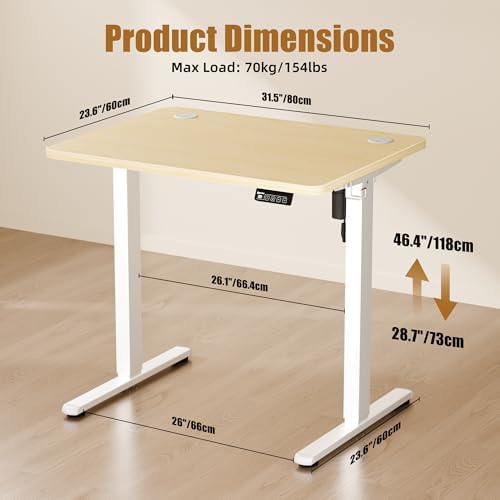 Small Standing Desk, 32"x24" Height Adjustable Sit-Stand, Home Office, Oak