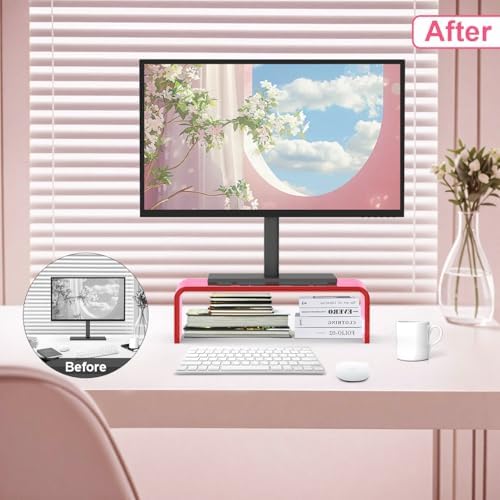 Acrylic Monitor Stand Riser Pink Laptop Stand Riser L15 xW7.5 xH4