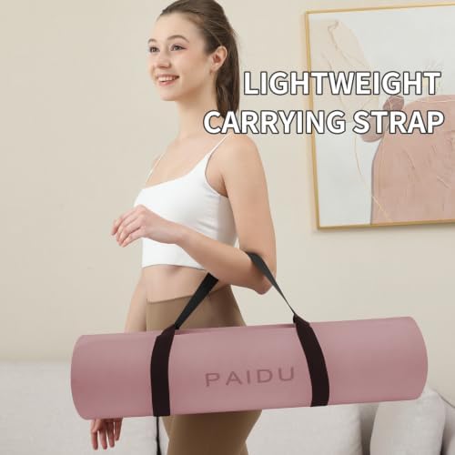 PAIDU POE Yoga Mat （10mm）Extra Thick Fitness Mat 72"x24" with Carry Strap