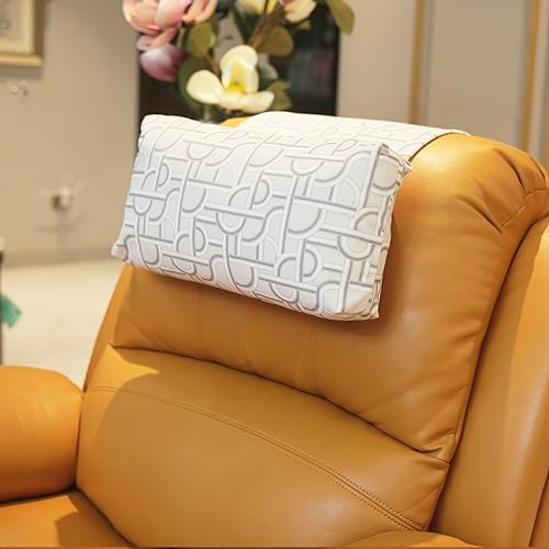 Velvet Recliner Headrest Pillow, Non-Slip Neck Support, Light Geometry