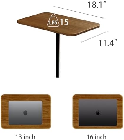 Small Laptop Standing Desk, Adjustable Height Pedestal End Table with Wooden Top, Portable Tall Side Table Workstation, Sit-Stand Desks for Bedside,Sofa,Couch, Living Room, Bedroom, Home Office, Brown