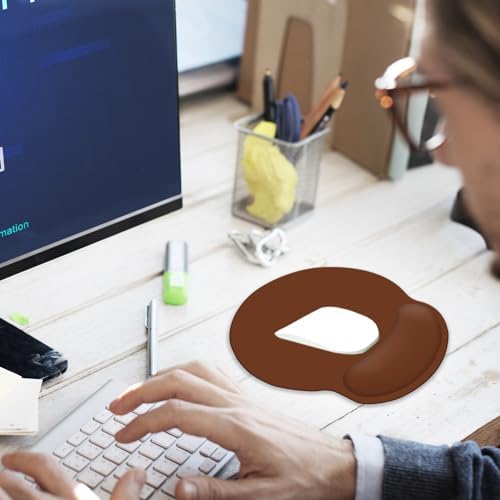 Ergonomic Gaming Mouse Pad, Mouse Pad with Wrist Support, Comfortable Mouse Pads with Non-Slip PU Base for Computer, Laptop, Office & Home (Brown)