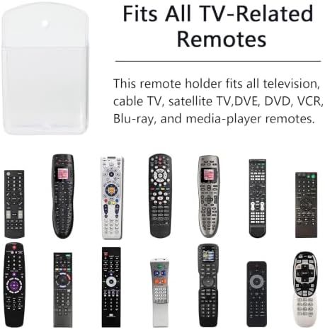 4 Pcs Remote Control Holder Wall Mount, TV Controller Holder, Self Adhesive Remote Holder, Wall Pen Holder Storage Accessories for Home Office School（Clear）