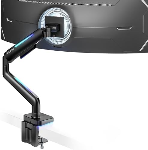 ARES WING Ultrawide Monitor arm with RGB for 17-49 Inch Screen, Black