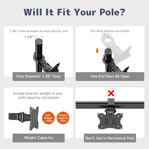 PUTORSEN VESA Pole Mount for 17”- 32” Screens, Fits 1.377" Diameter Pole