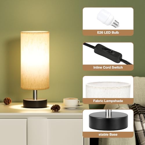 Table Lamp for Bedroom - Bedside Lamps for Night Stands（Blub Included）
