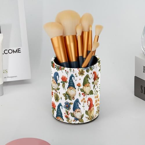 Desk Organizer Pen Holder for Desk, Gnomes Florals Pencil Holder, Large Capacity Pen Cup Makeup Brush Holders Desktop Office Supplies Storage Organizer
