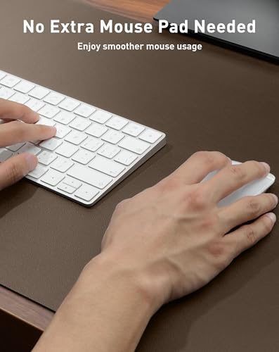 Aothia Faux Leather Desk Mat - Large Mouse Pad, Non-Slip PU Leather Blotter, Waterproof Writing Surface for Office and Home (Coffee, 40" x 24")