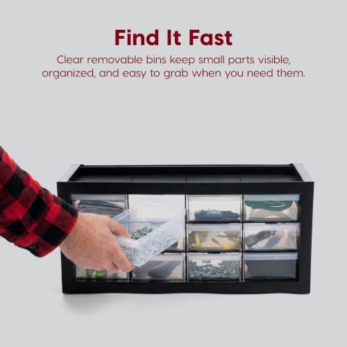 IRIS USA 12-Drawer Desk Storage Organizer, Charms, Water Packets, Black