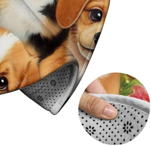 Soft Round Yoga Carpet, Office Chair Decor Round Mat for Carpet and Hardwood Floors Puppy