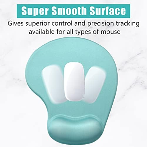 Hsurbtra Ergonomic Mouse Pad with Wrist Rest Support, Gel Mouse Pads with Non-Slip PU Base, Pain Relief Memory Foam Computer Mat, Cute Office Supplies Desk Decro Accessories, Malachite Green