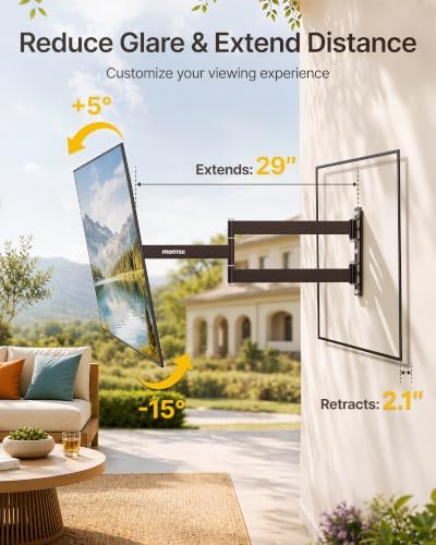 monTEK Outdoor 29 Inch Long Arm TV Wall Mount for 23-65 Inch TV, & Indoor