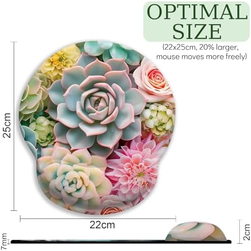 LIMKRIAN Ergonomic Mouse Pad with Wrist Rest, Succulents Office Supplies