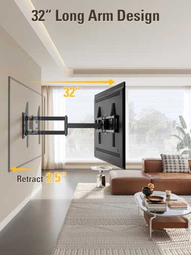 Mounting Dream Corner TV Wall Mount Long Arm Swivel for 37-55-65-75 Inch TV